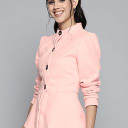 HERE&NOW Women Pink Solid Tailored Jacket-image-94
