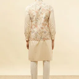 Manyavar Printed Mandarin Collar Nehru Jacket image 3