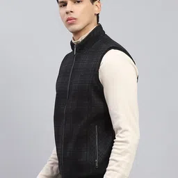 Monte Carlo Men Mock Collar Checked Casual Tailored Lightweight Jacket image 3
