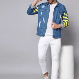 The Dry State Men Blue Washed Denim Jacket-49