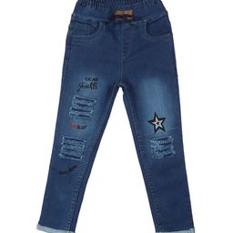 A-Okay Kids Jogger Fit Mildly Distressed Embroidered Jeans-image-93