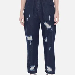 Orchid Blues Women Blue High-Rise Highly Distressed Jeans-image-17