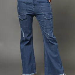 AngelFab Women Jean Bootcut High-Rise Light Fade Mildly Distressed Cotton Jeans-picture-26