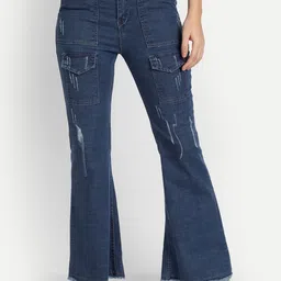 AngelFab Women Mid-Rise Mildly Distressed Cotton Bootcut Jeans-image-92