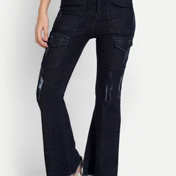 AngelFab Women Mid-Rise Mildly Distressed Cotton Bootcut Jeans-image-59