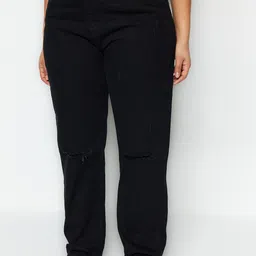 Trendyol Women Mid-Rise Pure Cotton Mildly Distressed Jeans-picture-29