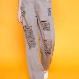 BAESD Women Highly Distressed Light Shade Straight Fit High Waist Ripped Denim Jeans-image-110