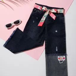 Macwin Girls Relaxed Fit Mid-Rise Mildly Distressed Cotton Jeans-image-70