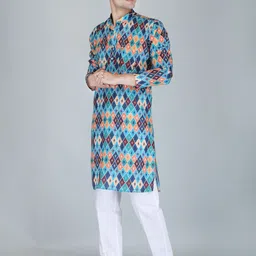 FUBAR Geometric Printed Sequinned Kurta-36