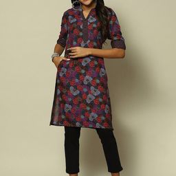 Rangriti Floral Printed Mandarin Collar Kurta-image-52