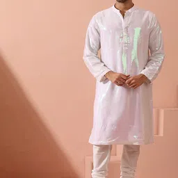 Swtantra Mandarin Collar Sequinned Regular Kurta-image-13