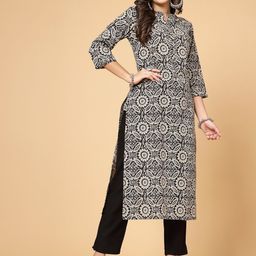 Pistaa Ethnic Motifs Printed Pure Cotton Straight Kurta-picture-16