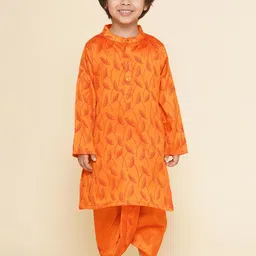 Sethukrishna Boys Floral Mandarin Collar Printed Straight Kurta-43