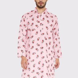Maharaja Floral Printed Mandarin Collar Linen Cotton Straight Kurta-picture-35