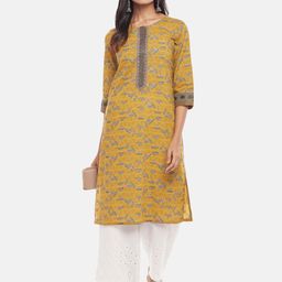 RANGMANCH BY PANTALOONS Women Yellow Floral Printed Kurta-picture-46