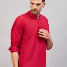 VASTRAMAY Band Collar Cotton Straight Kurta-picture-34