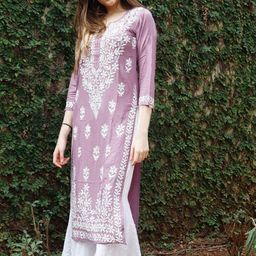 KALINI Ethnic Motifs Embroidered Thread Work Cotton Straight Kurta-picture-34