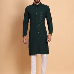 SWAGG INDIA Mandarin Collar Ethnic Motif Embroidered Thread Work Kurta-picture-45
