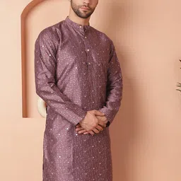 Jompers Abstract Embroidered Band Collar Silk Straight A-Line Kurta-picture-13