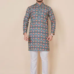 ALMORA Men Embroidered Sequinned Jacquard Kurta-picture-53