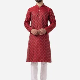THE KURTA COMPANY Geometric Printed Mandarin Collar Straight Kurta-picture-21