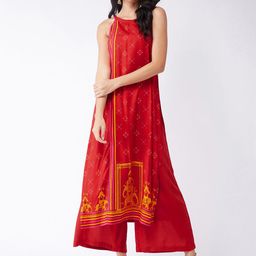 Pannkh Women Red Sindoor Incut Digital Printed Kurta-image-12