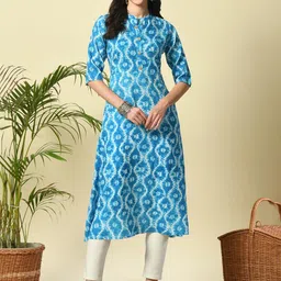 GLOWWORLD Ethnic Motifs Printed Mandarin Collar A-Line Kurta-44