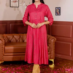 Chandbaali Women Ethnic Motifs Printed Mandarin Collar A-Line Kurta-picture-26
