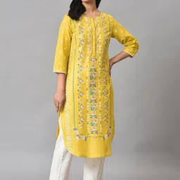W Women Ethnic Motifs Embroidered Keyhole Neck Thread Work Cotton Kurta-image-25