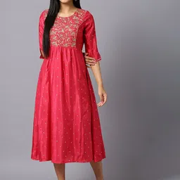 AURELIA Women Pink Ethnic Motifs Yoke Design Printed Kurta-picture-50