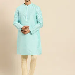 Amodh by Kisah Men blue  Jacquard Kurta-image-61