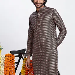 KISAH Geometric Printed Mandarin Collar Regular Kurta-image-15