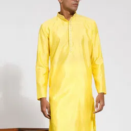 VASTRAMAY Mandarin Collar Thread Work Jacquard Kurta-image-95