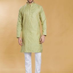 DIVISIVE Men Thread Work Jacquard Kurta-image-83