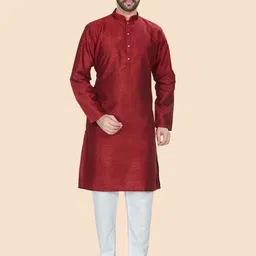 Anouk Red Ethnic Motifs Woven Design Jacquard Cotton Kurta-picture-10