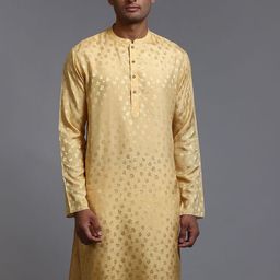 VASTRAMAY Floral Printed Mandarin Collar Long Sleeve Straight Kurta-image-33
