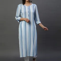 AURELIA Striped Dyed V Neck Straight Kurta-picture-26