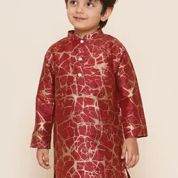 Sethukrishna Boys Mandarin Collar Abstract Printed Kurta-43