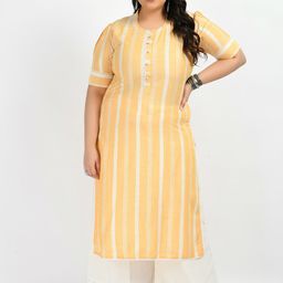 PrettyPlus by Desinoor.com Plus Size Striped Straight Kurta-2
