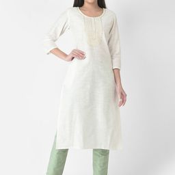 Span Floral Printed Sequinned Straight Kurta-picture-1