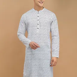 DEYANN Abstract Printed Mandarin Collar Cotton Kurta-19
