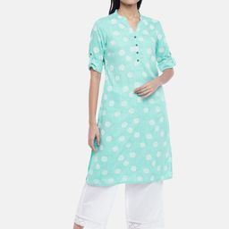 RANGMANCH BY PANTALOONS Women Blue & White Geometric Printed Kurta-picture-10