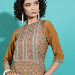 Vishudh Rust Ethnic Motifs Printed Straight Kurta-picture-44