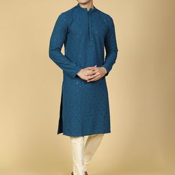 Sultan The King Of Kurta Ethnic Motifs Chikankari Regular Cotton Kurta-image-24