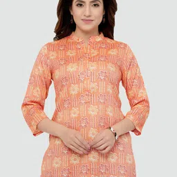 Saree Swarg Orange Floral Printed Kurti-image-35