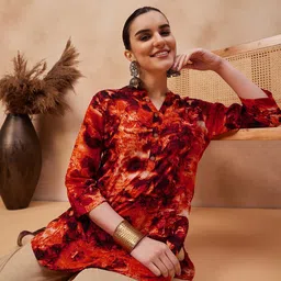Anouk Red Tie & Dye Dyed Straight Kurti-picture-25