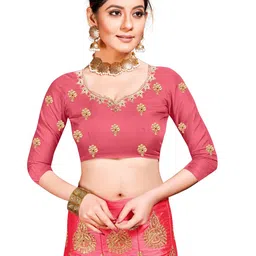 MANVAA Embroidered Thread Work Semi-Stitched Lehenga & Unstitched Blouse With Dupatta image 2