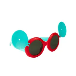 Spiky Unisex Kids Grey Lens & Red Round Sunglasses with Polarised Lens Zp14_Red_Grn-25