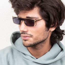 Ted Smith Unisex Shield Sunglasses with UV Protected Lens TS-BLADE_C1-GOLD-BLACK-42