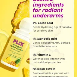 PLIX THE PLANT FIX Pineapple Odour Control Underarm Roll-On with Lactic Acid - 50 ml image 2